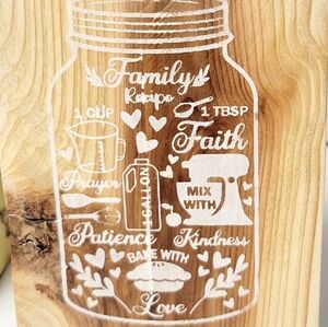 Family recipe jar table wall art handpainted rustic farmhouse decor